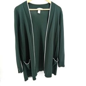 Christopher & Banks Evergreen Open Front Cardigan Sz Large Varsity Dark Academia